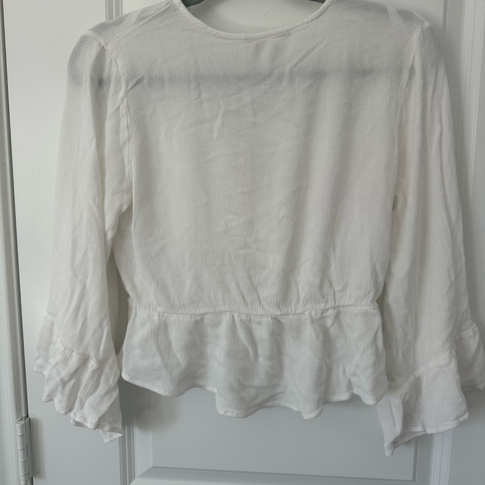 Time After Time Cropped Wrap Cottage Core Blouse - Picture 3 of 3